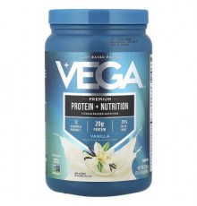 Vega, Plant-Based Protein, Premium Protein + Nutrition, Vanilla , 1 lb 5.9 oz (619 g)