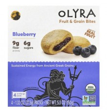 Olyra, Fruit & Grain Bites, Blueberry, 4 Packs, 1.32 oz (37.5 g) Each