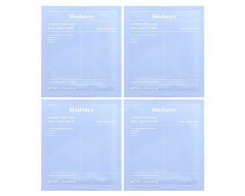 Biodance, Hydro Cera-Nol Real Deep Beauty Mask, 4 Sheets, 1.19 oz (34 g) Each Biodance, Hydro Cera-Nol Real Deep Beauty Mask, 4 Sheets, 1.19 oz (34 g) Each