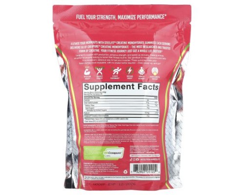SteelFit, Creatine Monohydrate Gummies, Juicy Watermelon, 120 Gummies SteelFit, Creatine Monohydrate Gummies, Juicy Watermelon, 120 Gummies