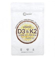 Micro Ingredients, Vitamin D3 & K2, 300 Softgels