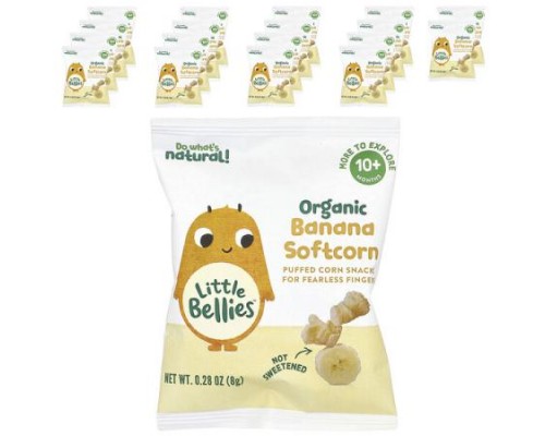 Little Bellies, Organic Banana Softcorn, 10+ Months, 18 Bags, 0.28 oz (8 g) Each Little Bellies, Organic Banana Softcorn, 10+ Months, 18 Bags, 0.28 oz (8 g) Each