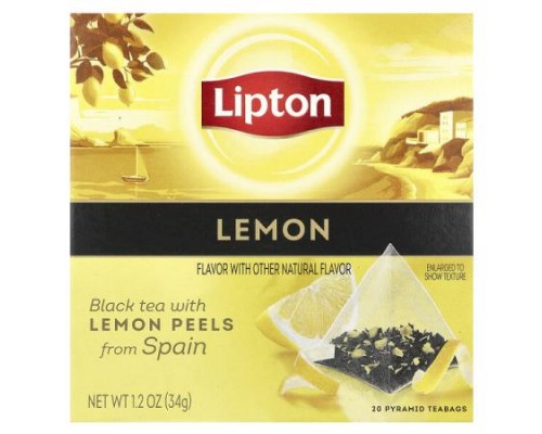 Lipton, Lemon Black Tea, 20 Pyramid Teabags, 1.2 oz (34 g)