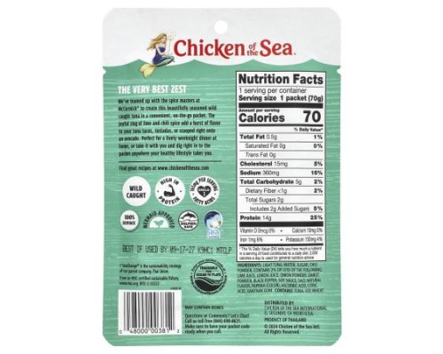 Chicken of the Sea, Wild Caught Light Tuna, Chili Lime, 2.5 oz (70 g) Chicken of the Sea, Wild Caught Light Tuna, Chili Lime, 2.5 oz (70 g)