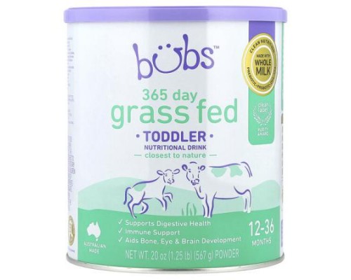 Aussie Bubs, 365 Day Grass Fed, Toddler Nutritional Drink Powder, 12-36 Months , 20 oz (567 g) Aussie Bubs, 365 Day Grass Fed, Toddler Nutritional Drink Powder, 12-36 Months , 20 oz (567 g)