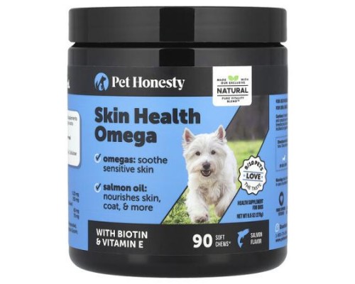 Pet Honesty, Skin Health Omega, For Dogs, Salmon, 90 Soft Chews, 9.5 oz (270 g)