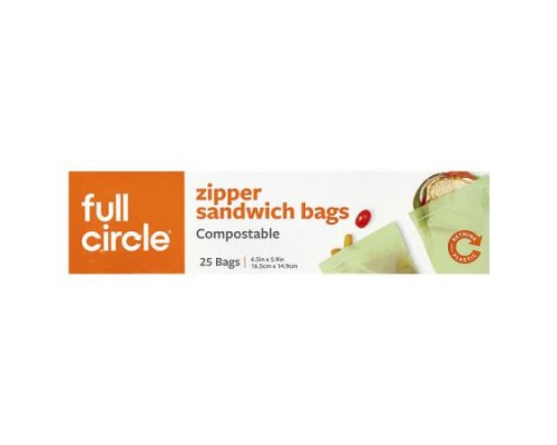 Full Circle, Zipper Sandwich Bags, Compostable , 25 Bags Full Circle, Zipper Sandwich Bags, Compostable , 25 Bags