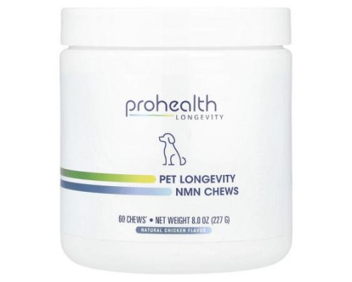 ProHealth Longevity, Pet Longevity NMN Chews, For Dogs, Natural Chicken, 60 Chews, 8 oz (227 g) ProHealth Longevity, Pet Longevity NMN Chews, For Dogs, Natural Chicken, 60 Chews, 8 oz (227 g)