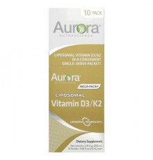 Aurora Nutrascience, Liposomal Vitamin D3/K2, 10 Packets, 0.68 fl oz (20 ml) Each