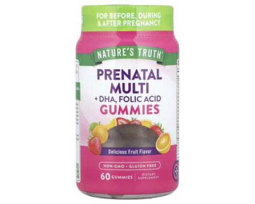 Nature's Truth, Prenatal Multi + DHA, Folic Acid Gummies, Delicious Fruit, 60 Gummies Nature's Truth, Prenatal Multi + DHA, Folic Acid Gummies, Delicious Fruit, 60 Gummies
