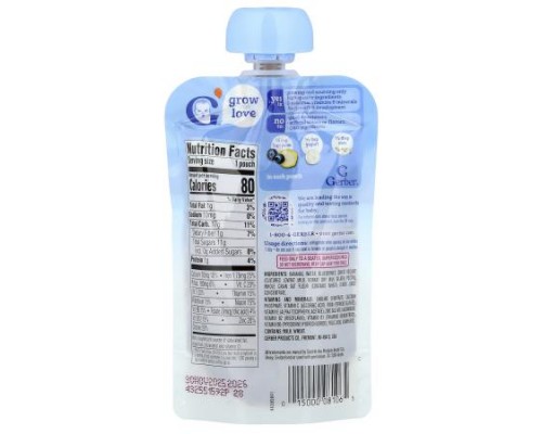 Gerber, Fruit Puree, Yogurt & Whole Grains, 12+ Months, Banana Blueberry, 3.5 oz (99 g)