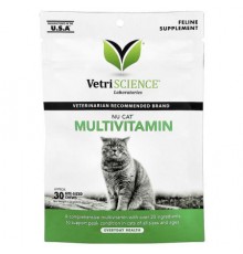 Vetriscience, Nu Cat™ Multivitamin, For Cats, 30 Bite-Sized Chews, 1.32 oz (37.5 g)