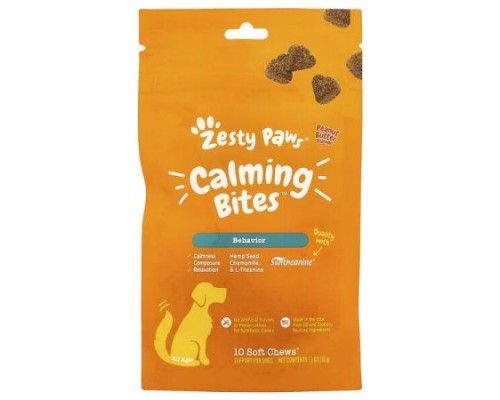 Zesty Paws, Calming Bites™, For Dogs, All Ages, Peanut Butter, 10 Soft Chews, 1.2 oz (35 g)