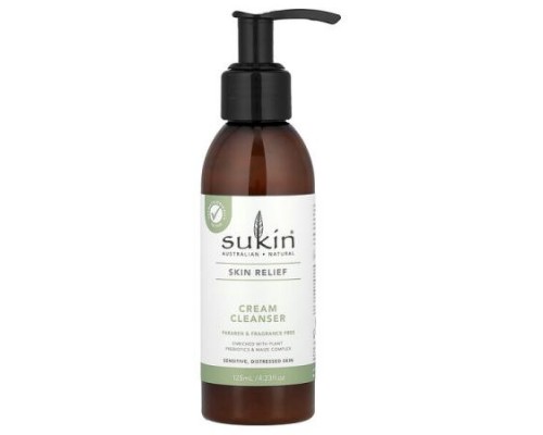 Sukin, Skin Relief, Cream Cleanser, Sensitive, Destressed Skin, Fragrance Free, 4.23 fl oz (125 ml)