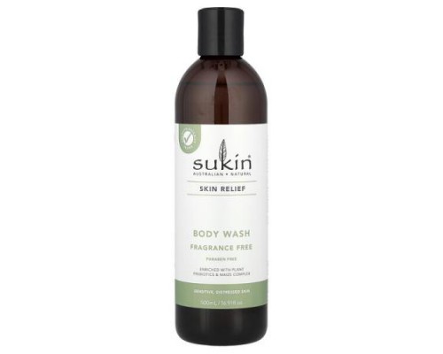 Sukin, Skin Relief, Body Wash, Sensitive, Distressed Skin, Fragrance Free, 16.91 fl oz (500 ml)