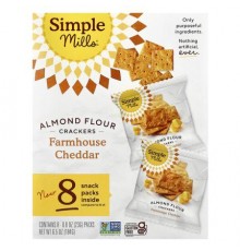 Simple Mills, Almond Flour Crackers, Farmhouse Cheddar, 8 Packs, 0.8 oz (23 g) Each