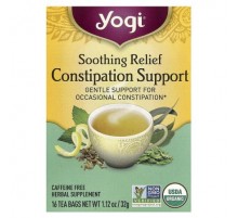 Yogi Tea, Soothing Relief Constipation Support, Caffeine Free, 16 Tea Bags, 1.12 oz (32 g)