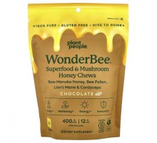 Plant People, WonderBee® Superfood & Mushroom Honey Chews, Chocolate, 30 Chews