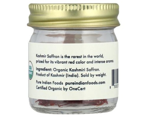 Pure Indian Foods, Organic Kashmiri Saffron , 1 g