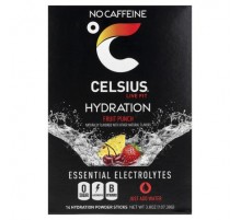 Celsius, Live Fit, Hydration, Essential Electrolytes, No Caffeine, Fruit Punch, 14 Hydration Powder Sticks, 0.27 oz (7.76 g) Each