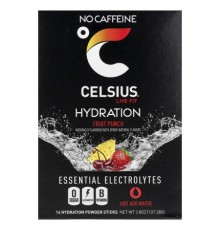 Celsius, Live Fit, Hydration, Essential Electrolytes, No Caffeine, Fruit Punch, 14 Hydration Powder Sticks, 0.27 oz (7.76 g) Each