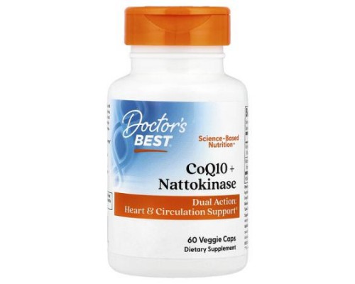 Doctor's Best, CoQ10 + Nattokinase, 60 Veggie Caps Doctor's Best, CoQ10 + Nattokinase, 60 Veggie Caps
