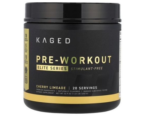 Kaged, Elite Series, Pre-Workout, Stimulant Free, Cherry Limeade, 1.43 lb (650 g)