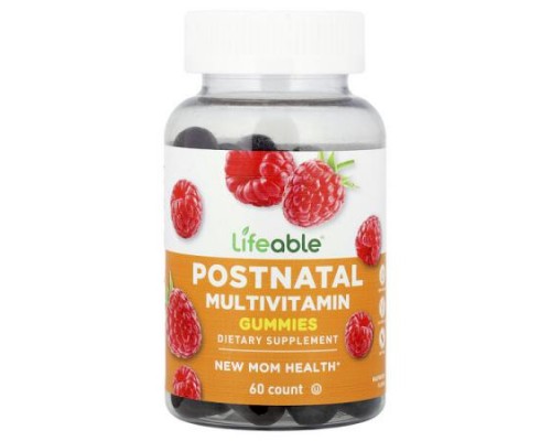 Lifeable, Postnatal Multivitamin Gummies, Raspberry, 60 Gummies Lifeable, Postnatal Multivitamin Gummies, Raspberry, 60 Gummies