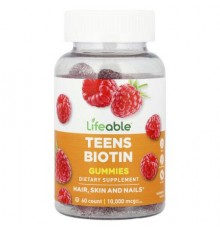 Lifeable, Teen Biotin Gummies, Raspberry, 60 Gummies (5,000 mcg per Gummy)