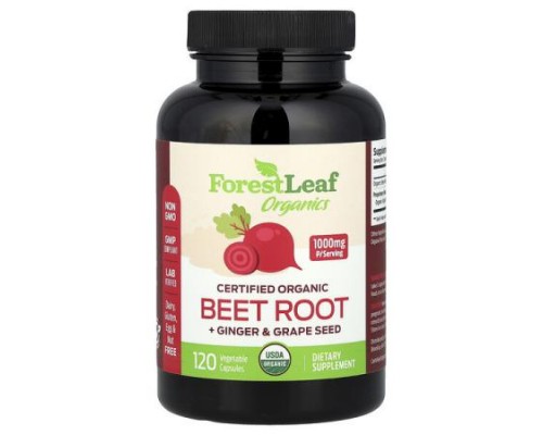 Forest Leaf, Certified Organic Beet Root + Ginger & Grape Seed, 120 Vegetable Capsules Forest Leaf, Certified Organic Beet Root + Ginger & Grape Seed, 120 Vegetable Capsules