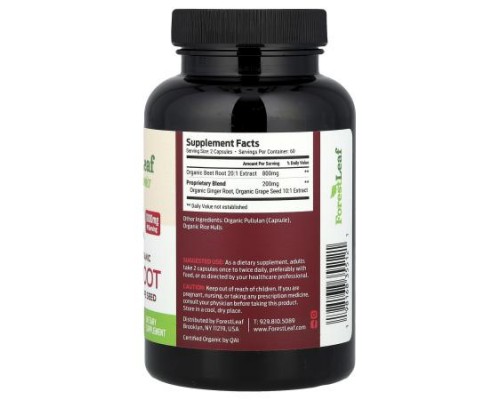 Forest Leaf, Certified Organic Beet Root + Ginger & Grape Seed, 120 Vegetable Capsules Forest Leaf, Certified Organic Beet Root + Ginger & Grape Seed, 120 Vegetable Capsules