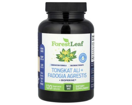 Forest Leaf, Tongkat Ali + Fadogia Agrestis + BioPerine®, 120 Vegetable Capsules Forest Leaf, Tongkat Ali + Fadogia Agrestis + BioPerine®, 120 Vegetable Capsules