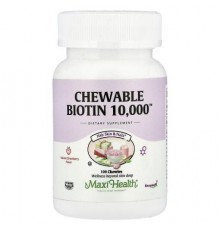 Maxi Health, Chewable Biotin 10,000™, Natural Strawberry, 10,000 mcg, 100 Chewies
