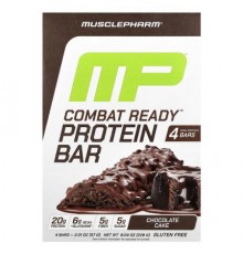 MusclePharm, Combat Ready™ Protein Bar, Chocolate Cake , 4 Bars, 2.01 oz (57 g) Each
