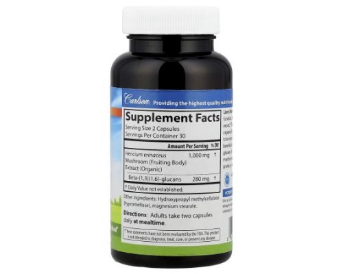 Carlson, Lion's Mane, 60 Vegetarian Capsules Carlson, Lion's Mane, 60 Vegetarian Capsules