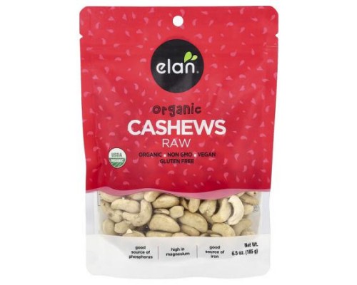 Elan, Organic Cashews, Raw, 6.5 oz (185 g)