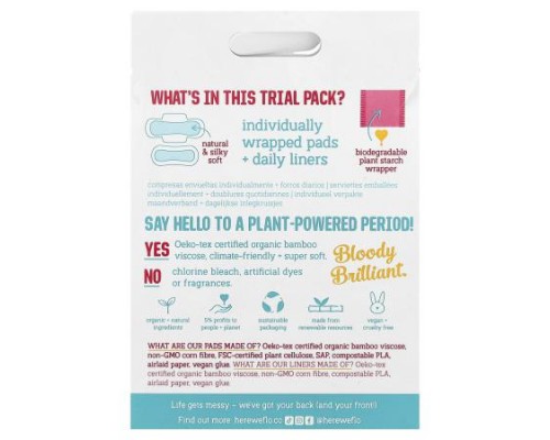 Here We Flo, Pads + Daily Liners Trial Pack, 5 Liners