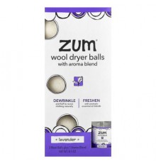 ZUM, Wool Dryer Balls with Aroma Blend, Lavender, 3 Wool Balls Plus 1 Aroma Blend, 8.5 oz