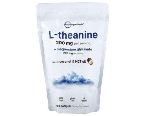 Micro Ingredients, L-Theanine + Magnesium Glycinate , 400 Softgels Micro Ingredients, L-Theanine + Magnesium Glycinate , 400 Softgels