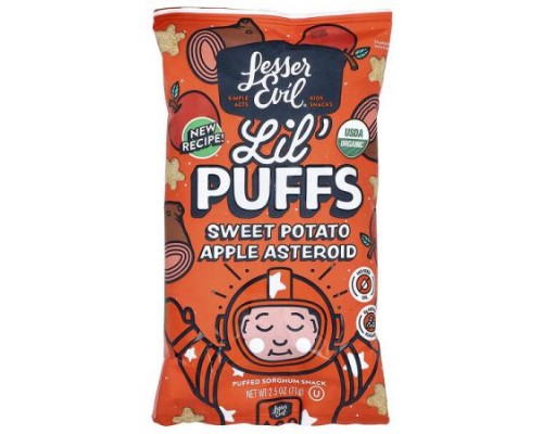 LesserEvil, Lil' Puffs, Sweet Potato Apple Asteroid, 2.5 oz (71 g) LesserEvil, Lil' Puffs, Sweet Potato Apple Asteroid, 2.5 oz (71 g)
