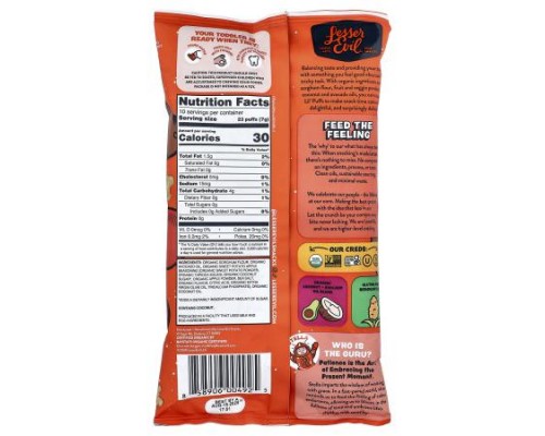 LesserEvil, Lil' Puffs, Sweet Potato Apple Asteroid, 2.5 oz (71 g) LesserEvil, Lil' Puffs, Sweet Potato Apple Asteroid, 2.5 oz (71 g)