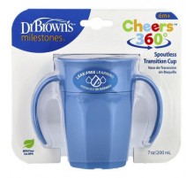Dr. Brown's, Milestones™, Cheers360™, Spoutless Transition Cup, 6 Months +, Blue, 7 oz (200 ml)