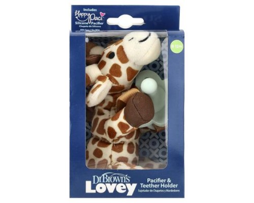 Dr. Brown's, Lovey, Happy Paci™, Silicone Pacifier & Teether Holder, 0-12 Months +, Giraffe, 2 Piece Set Dr. Brown's, Lovey, Happy Paci™, Silicone Pacifier & Teether Holder, 0-12 Months +, Giraffe, 2 Piece Set