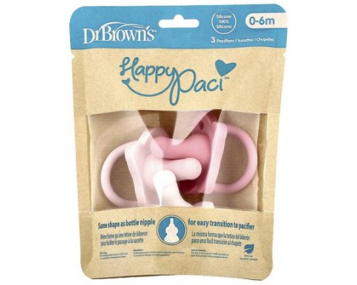 Dr. Brown's, HappyPaci™ Pacifier, 0-6 Months, Pink, Light Pink & White, 3 Count Dr. Brown's, HappyPaci™ Pacifier, 0-6 Months, Pink, Light Pink & White, 3 Count
