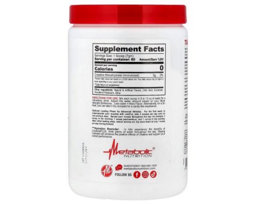 Metabolic Nutrition, Micronized Creatine Plus™, Blue Raspberry, 420 g Metabolic Nutrition, Micronized Creatine Plus™, Blue Raspberry, 420 g