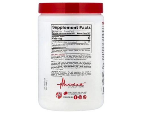 Metabolic Nutrition, Micronized Creatine Plus™, Green Apple, 420 g Metabolic Nutrition, Micronized Creatine Plus™, Green Apple, 420 g