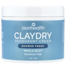 Zion Health, ClayDry Deodorant Cream, Shower Fresh, 4 oz (113 g)