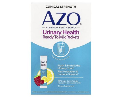 AZO, Urinary Health, Ready To Mix Packets, Raspberry-Lemonade, 10 Single Serve Packets, 5.3 g (0.19 oz) Each AZO, Urinary Health, Ready To Mix Packets, Raspberry-Lemonade, 10 Single Serve Packets, 5.3 g (0.19 oz) Each