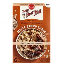 Bob's Red Mill, Instant Oatmeal, Whole Grain, Maple Brown Sugar, 6 Packets, 1.59 oz (45 g) Each