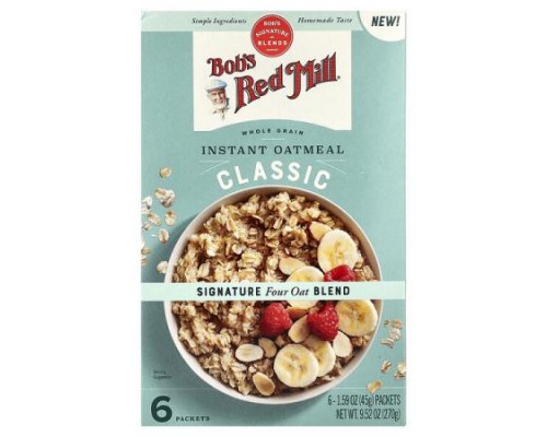 Bob's Red Mill, Instant Oatmeal, Whole Grain, Classic, 6 Packets, 1.59 oz (45 g) Each Bob's Red Mill, Instant Oatmeal, Whole Grain, Classic, 6 Packets, 1.59 oz (45 g) Each